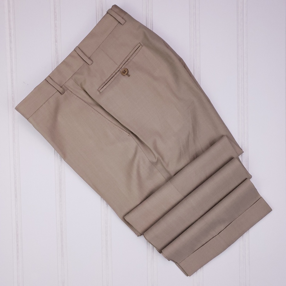Canali Tan Pants Size 30x24 Beige Flat Front Wool